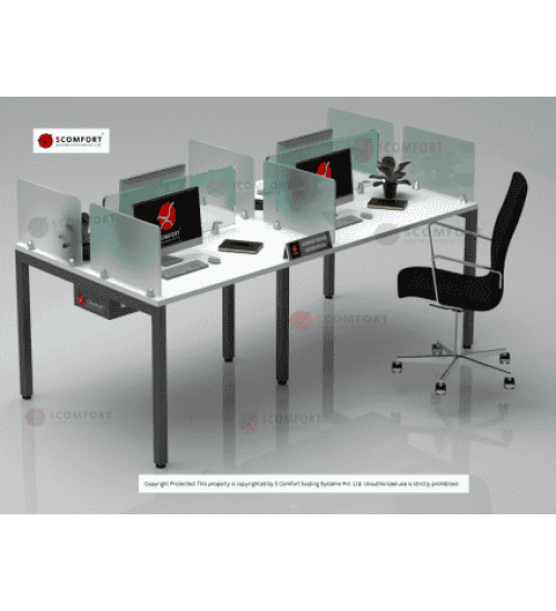 Scomfort SC-WRT9 4-Seater Workstation with Glass Partition 